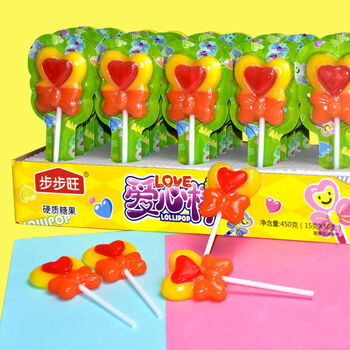 水果一族棒棒糖网红卡通可爱高颜值零食随身携带糖果批发盒装爱心