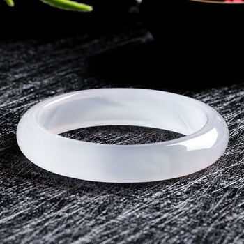 级白玉手镯冰底玉髓荔枝冻女生的白月光细条玉石镯 52号【图片 价格