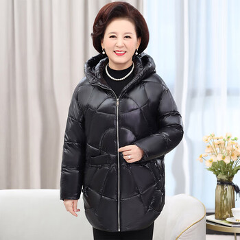闲物老人家老年羽绒服女6070岁中长款奶奶冬装外套胖妈妈加肥加大码
