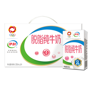 伊利10月新货0脂肪伊利脱脂纯牛奶250ml*24盒牛奶整箱早餐牛奶 [10月