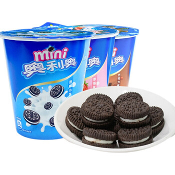 奥利奥(oreo)mini夹心饼干55g 儿童零食 新老包装随机 原味*3杯