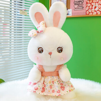 新款花裙小清新兔毛绒玩具兔兔公仔田园风兔子碎花裙子小兔玩偶女生