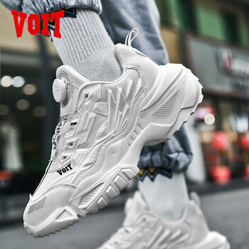 沃特男鞋秋季男士冬季运动鞋男款鞋子男老爹鞋女鞋情侣鞋厚底板鞋白色