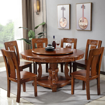 6米1.8米圆形餐台带转盘酒店大圆桌吃饭圆桌子 1.8米餐桌送转盘