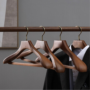 加厚西装实木衣架宽肩防滑无痕挂衣架家用衣撑加粗挂衣服架子复古色男