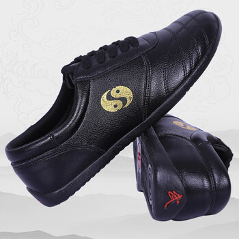 鞋男女牛筋底功夫鞋软太极练功鞋 黑色-烫金双鱼(单鞋) 35【图片 价格