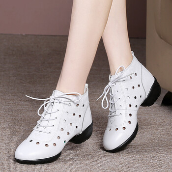 广场舞鞋春夏季新款透气中跟女式软底跳舞鞋水兵舞鞋现代广场舞蹈鞋