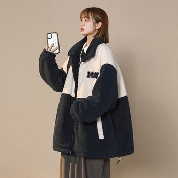 弗迪菲羊羔毛绒羽绒棉服女韩版宽松oversize加厚保暖加棉外套情侣面包