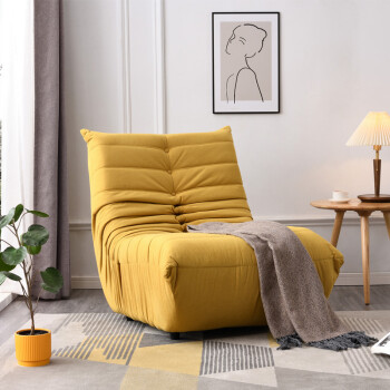 木几毛毛虫懒人沙发北欧网红懒人沙发小沙发科技绒 单人沙发08-3605型 黄色