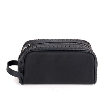 mospoke秋冬新品男士手拿包牛津布手包编织洗漱包大容量夹包黑色