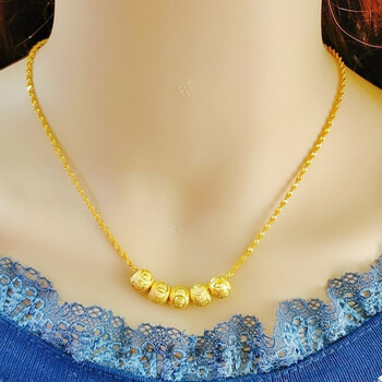 gyn高品质金色项链女越南沙金项链吊坠首饰锁骨链女款久不褪色 五粒珠