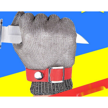 防割验厂骨机钢丝铁手套安全指劳耐磨电锯电剪刀锯防爆金属手套s码不