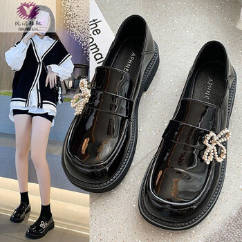 女生皮鞋英伦风小皮鞋女2022春季新款法式乐福鞋平底一脚蹬软底软面单