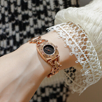 迪赛女2023新款手表女款学生袋鼠手链表轻奢小众设计女表韩版潮典雅黑