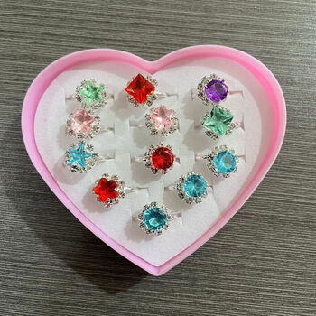 戒指儿童小公主发光儿童戒指卡通戒指可爱女孩公主水钻水晶戒指儿童