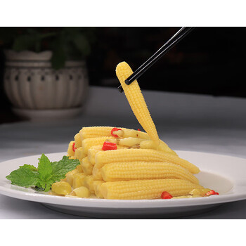 小凉菜即食酒店特色半成品商用凉拌菜冷菜 泡椒玉米笋400g切段/不均匀