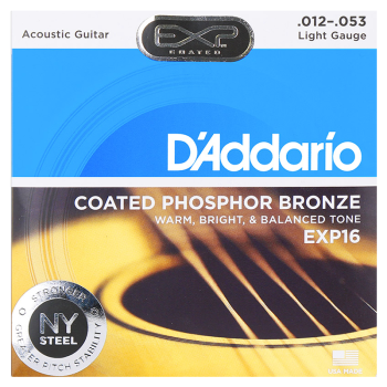 达达里奥（D'Addario）EXP16 磷铜民谣吉他弦防锈镀膜 标准款张力12-53美产原装进口