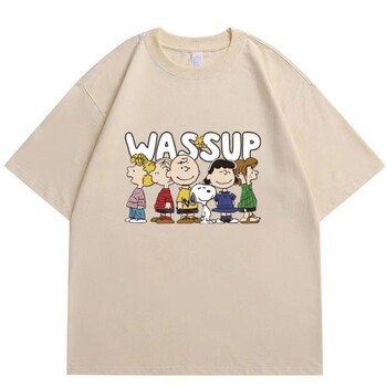 wassup国潮:wassup联名史努比短袖男女纯棉圆领t恤夏季半袖上衣潮牌