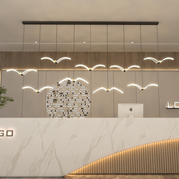 畅玩公司酒店前台吊灯宾馆创意个性吧台led灯具现代简约海鸥吊灯收银