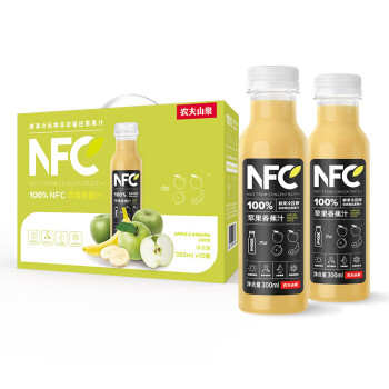 农夫山泉 NFC果汁饮料 100%NFC苹果香蕉汁300ml*10瓶  礼盒