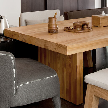 实木餐桌现代简约长方形客厅家用卡座餐桌沙发原木大板桌子工作台