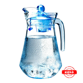 乐美雅家用玻璃杯冷水壶凉水壶套装大容量水杯套装带杯架泡茶喝水杯子 1.3L鸭嘴壶蓝色