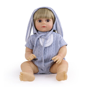 玖纹豹重生娃娃仿真婴儿软胶玩具22英寸女孩玩偶洋娃娃搪胶公仔 蓝色