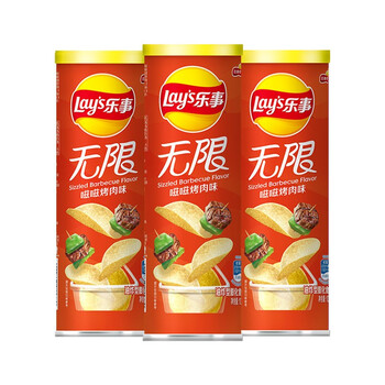 乐事(lays) 无限桶装薯片年货双旦休闲食品104g*3罐零食礼包办公休闲