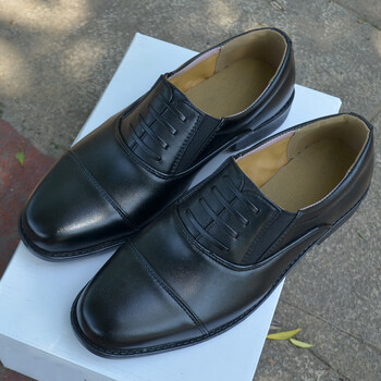 执勤皮鞋警装鞋真牛皮男女三接头皮鞋三节头保安军迷鞋商务办公演出鞋