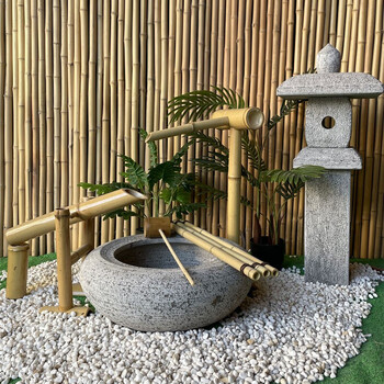 水景石灯笼枯山水青石鱼缸石槽石盆户外别墅花园阳台水钵装饰庭院摆件