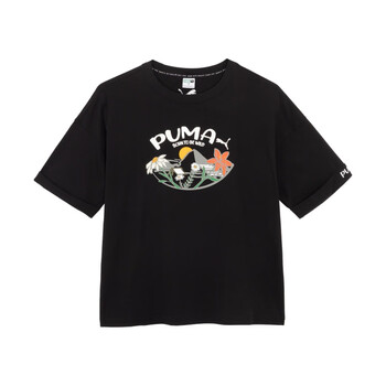 彪马puma彪马女子宽松休闲印花短袖t恤glamping536730黑色01s15580a