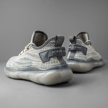 椰子鞋男350秋季休闲飞织网鞋2023新款青少年运动鞋跑步潮鞋灰色39