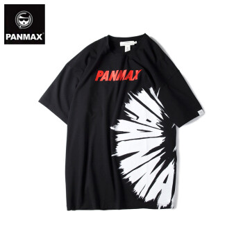 PANMAX加肥加大码2020夏季新款嘻哈潮牌半袖上衣胖子男装短袖T恤 黑色 L