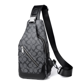 ck男士胸包男单肩斜挎包2023轻奢运动休闲胸前包小背包潮牌c纹斜拉链