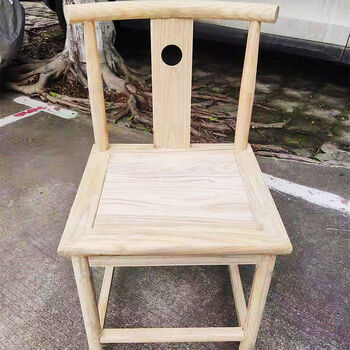 oeny新中式实木复古白坯圈椅官帽椅餐椅茶桌椅子办公椅白胚半圈椅南