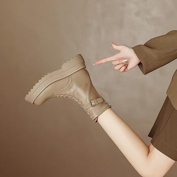 hkcp香港潮牌英伦风马丁靴女粗跟厚底学生增高2022秋季新款短靴女韩版