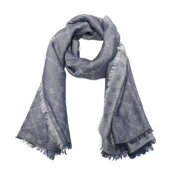 巴利 bally 奢侈品 女士多重海军蓝logo提花棉质方巾围巾 l7cn381f 7j