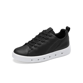 爱步ecco防水板鞋男春秋季新款防滑休闲鞋街头720520804黑色