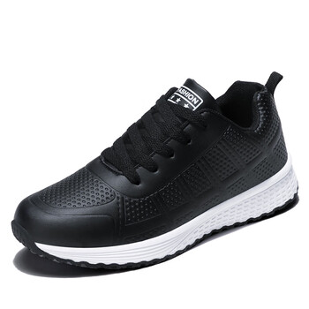 足力健秋季运动鞋子女士休闲韩版皮面黑白色轻便新款透气学生跑8618