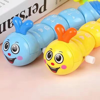 卡通儿童上链发条毛毛虫玩具会跑的上弦仿真可爱小动物幼儿园礼品 蓝