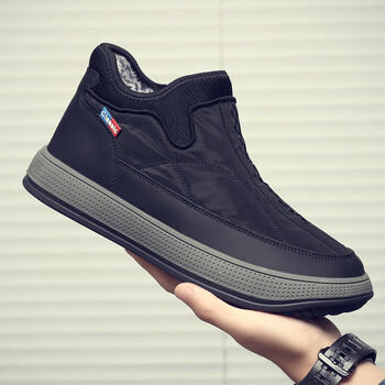 运动鞋同码>老北京棉鞋男防水防滑一脚蹬冬季加绒加厚保暖布鞋高帮