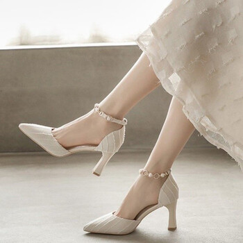 高跟鞋成年礼大学生18岁宴会婚礼伴娘法式少女女粗跟年仙女包头凉鞋女