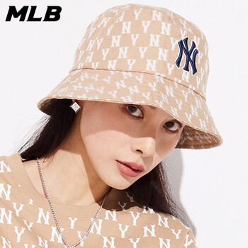 韩国mlb渔夫帽男女ny提花水桶帽时尚洋基道奇la渔夫帽休闲百搭户外