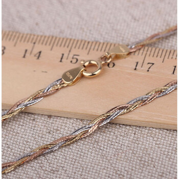 链金金玫瑰金彩金三编织项链锁骨链显粗款素金定制款45cm18k彩金485g