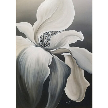 jorregir手绘油画黑白花卉简约现代玄关挂画客厅装饰画沙发肌理大幅