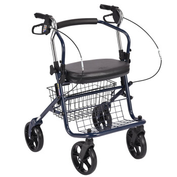老人手推车老年购物车助行买菜车代步可坐折叠推椅拉车可推可坐 深蓝色