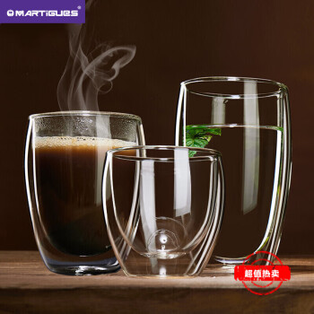 MARTIGUES 北欧家用玻璃杯双层隔热可爱水杯泡茶杯牛奶杯创意咖啡杯子 大中小各一只 3只