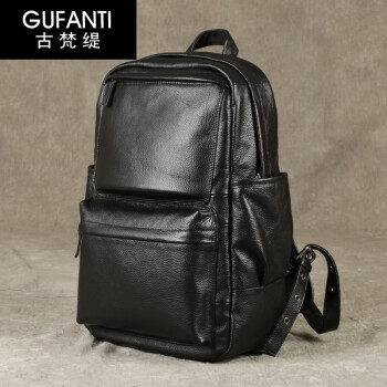 古梵缇（GUFANTI）双肩包男 时尚牛皮背包男潮流旅行商务休闲电脑包gft-gft-661P 黑色