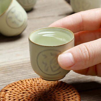 妙琢陶瓷小酒杯汝窑酒盅小号25毫升5钱烈酒杯白酒杯子品酒杯日式酒字