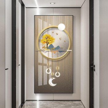 墨派入户玄关装饰画竖版轻奢走廊过道尽头壁画客厅沙发背景墙现代简约